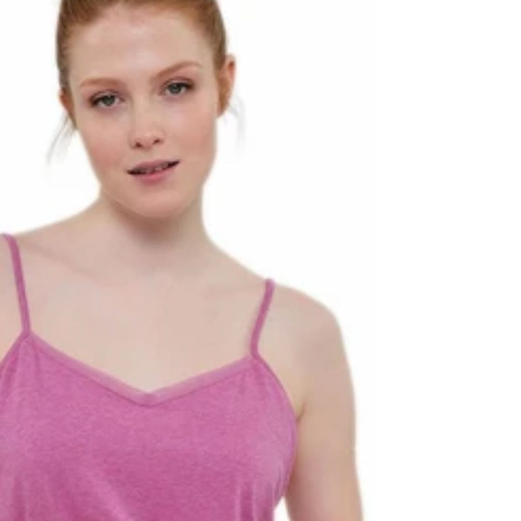 Pigiama Donna  spallina stretta e pantaloncino in cotone tinta unita