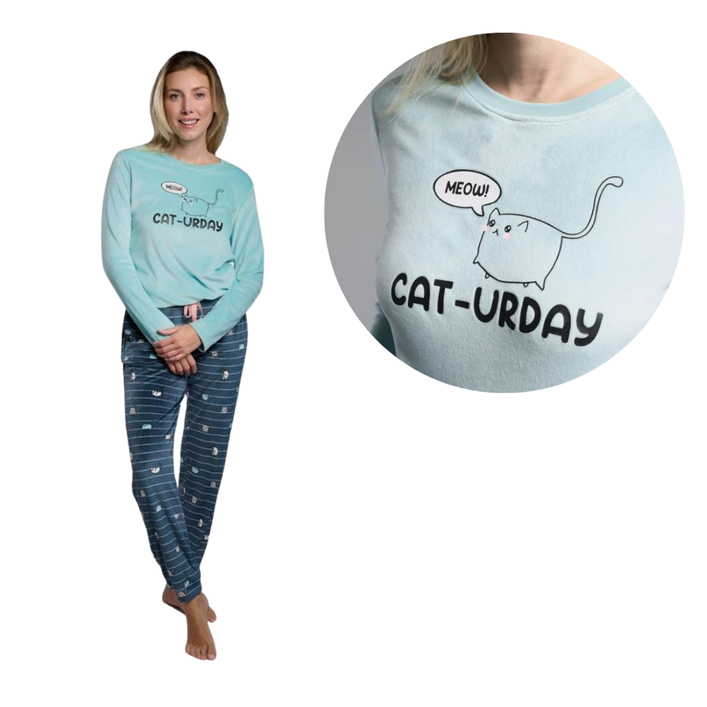 Pigiama in Ciniglia Donna "Cat-urday"