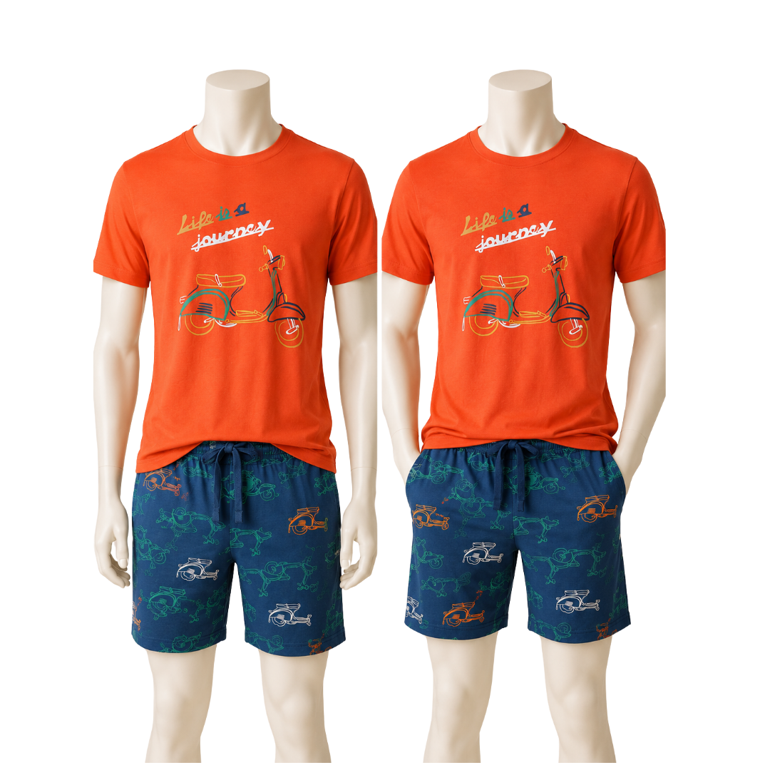 PIGIAMA UOMO M/M ARANCIONE CON MOTO VESPA