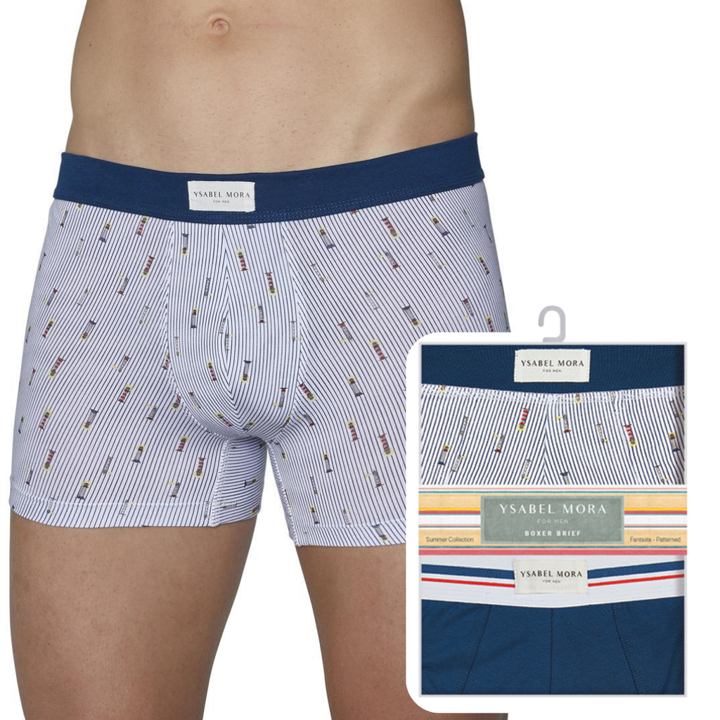 Boxer BI-PACK Uomo in cotone fantasia con faro e blu