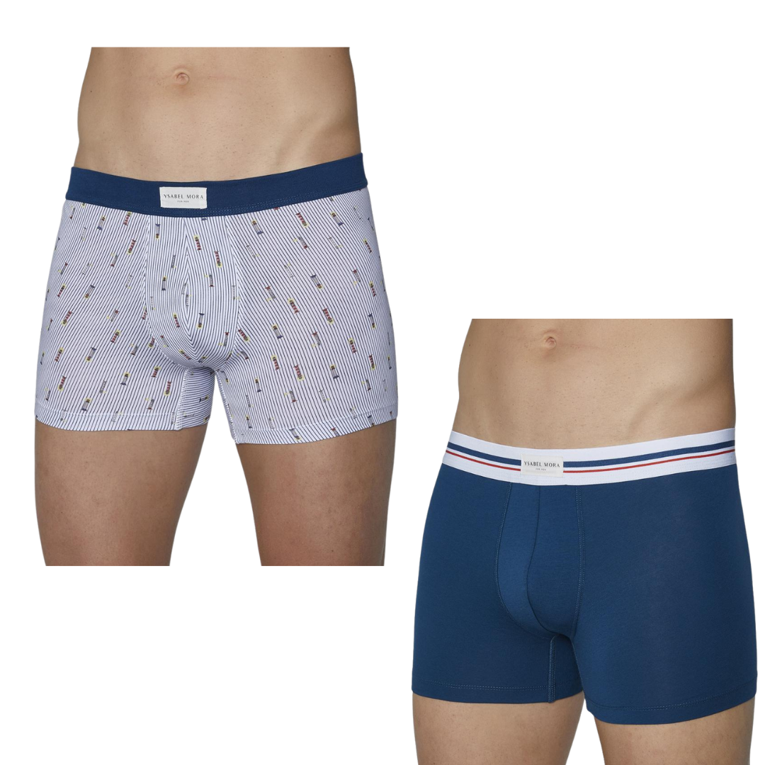 Boxer BI-PACK Uomo in cotone fantasia con faro e blu