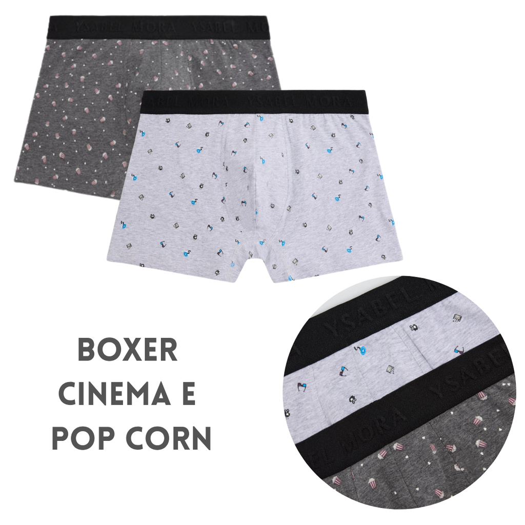 Bi-Pack Boxer Uomo Ysabel Mora "Cinema e Pop Corn" in Cotone Elastico