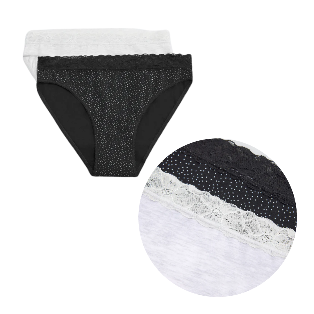 SLIP MIDI DONNA BI-PACK NERO A POIS E GRIGIO