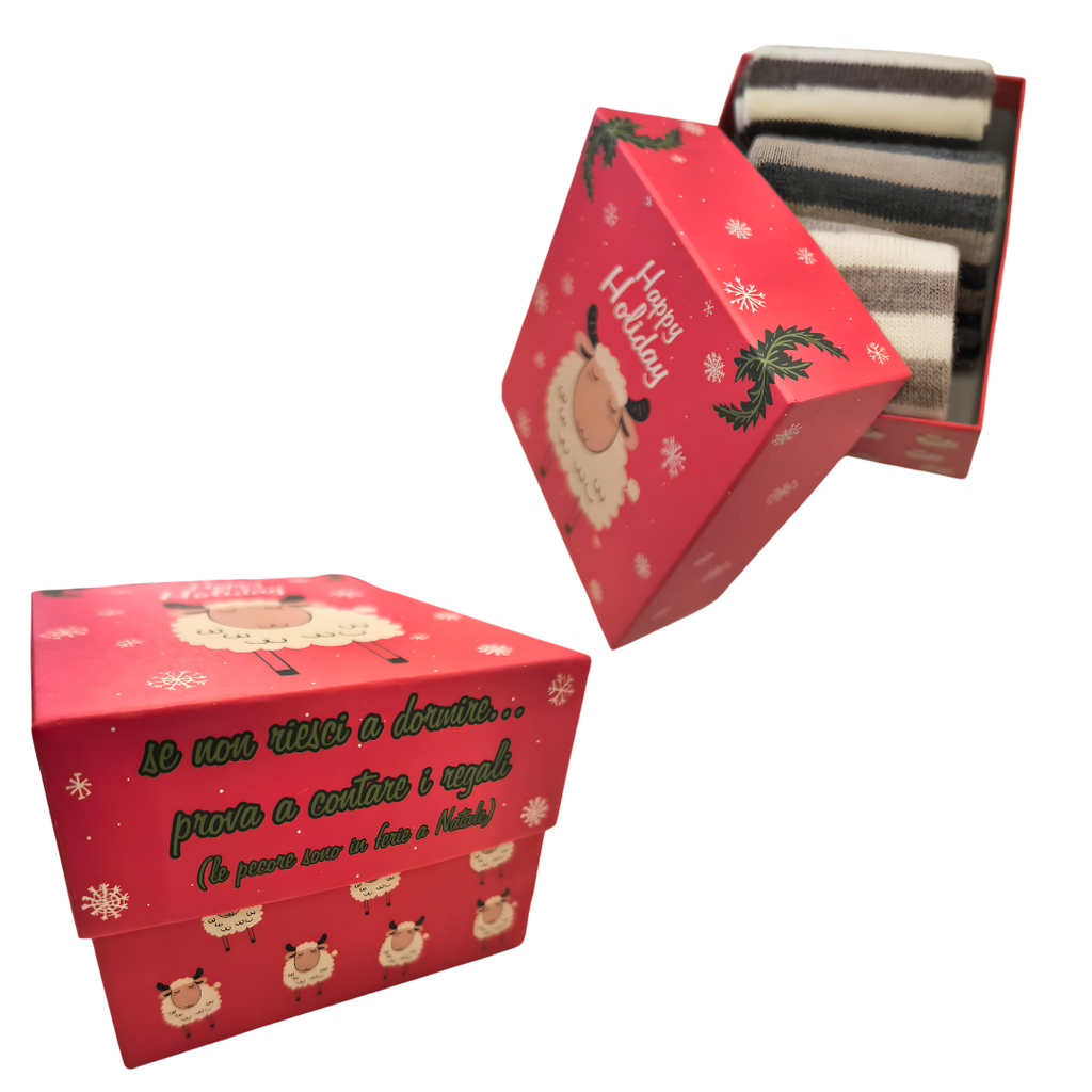 Box Regalo 3 Calze in Alpaca e Lana – "Happy Holiday"
