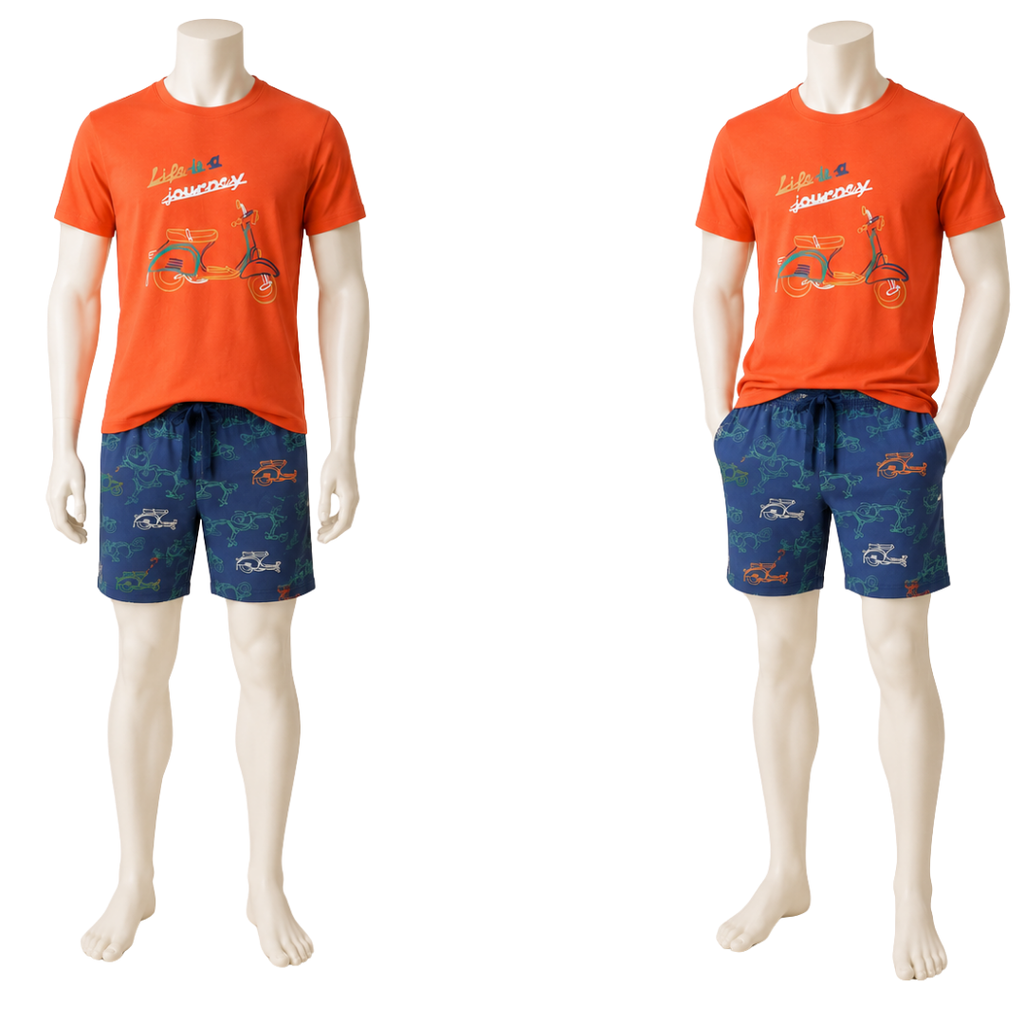 PIGIAMA UOMO M/M ARANCIONE CON MOTO VESPA