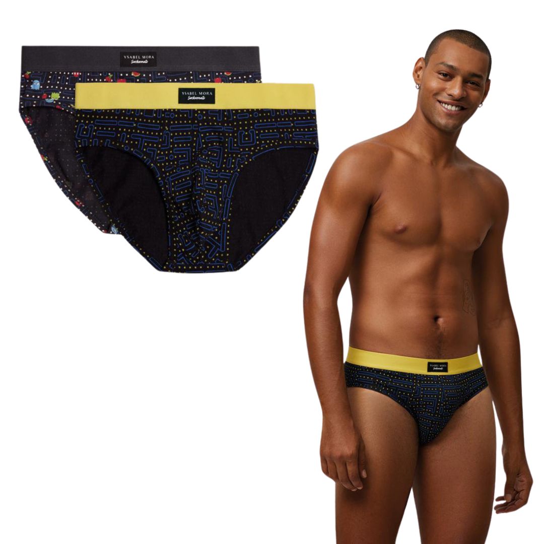Slip Bi-pack Uomo in cotone con fantasia Pac Man Food