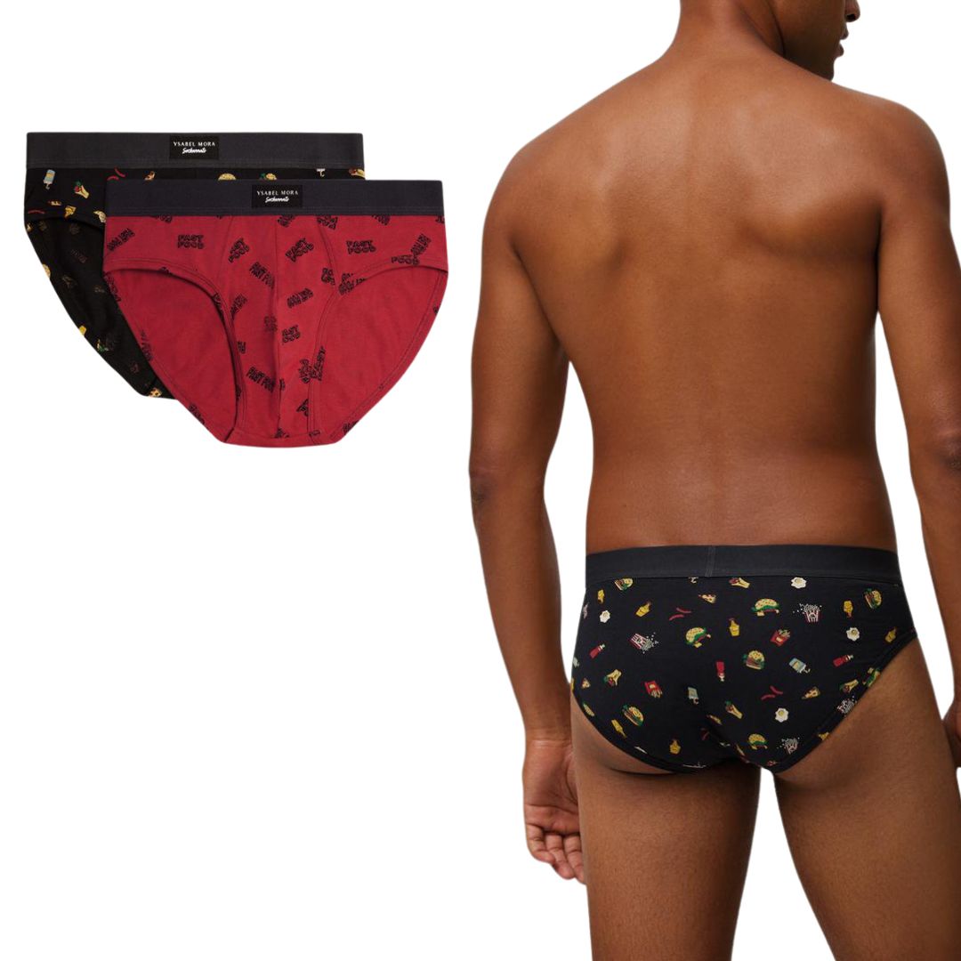 Slip Uomo Bi-Pack in cotone con fantasia fast food