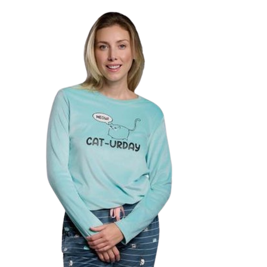 Pigiama in Ciniglia Donna "Cat-urday"