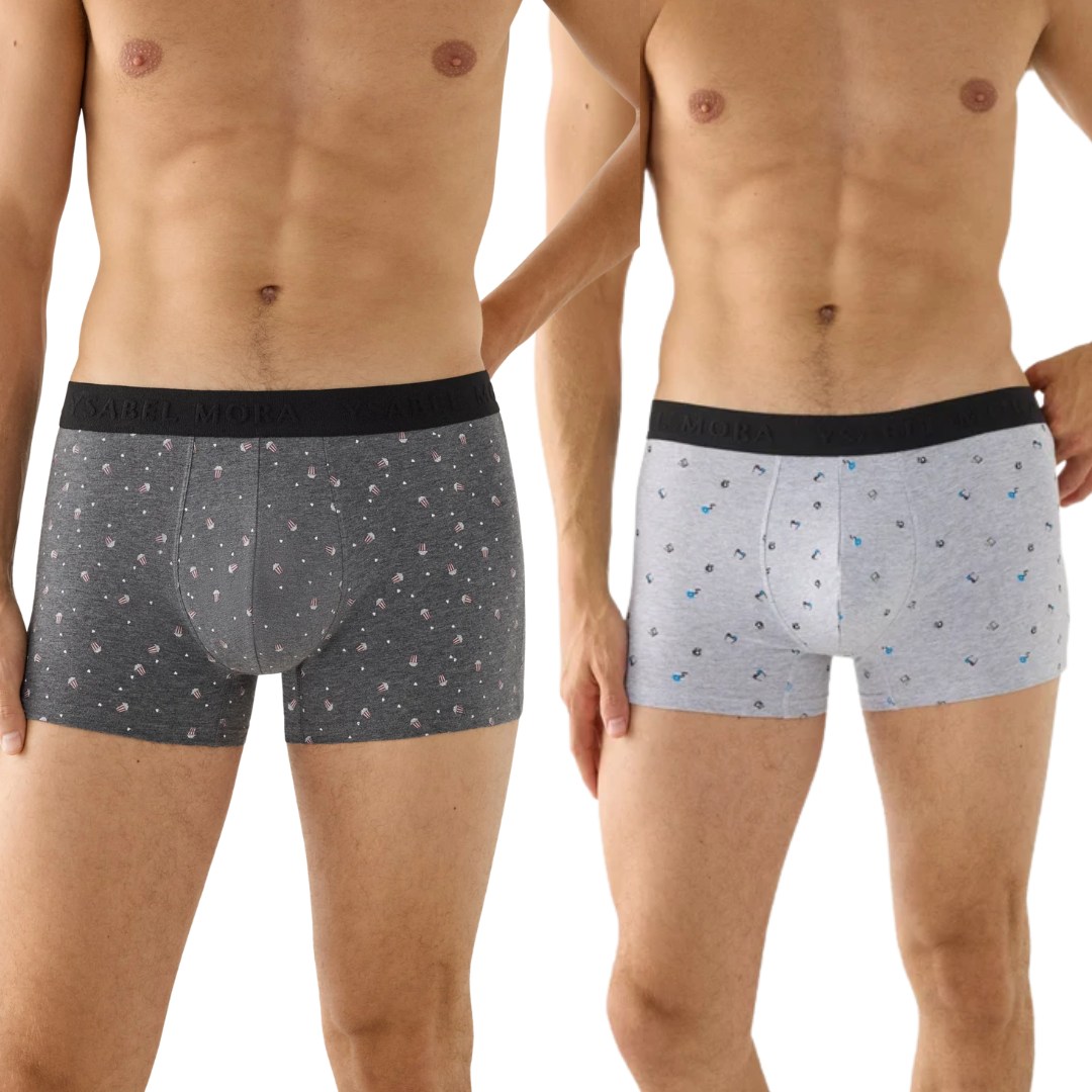 Bi-Pack Boxer Uomo Ysabel Mora "Cinema e Pop Corn" in Cotone Elastico