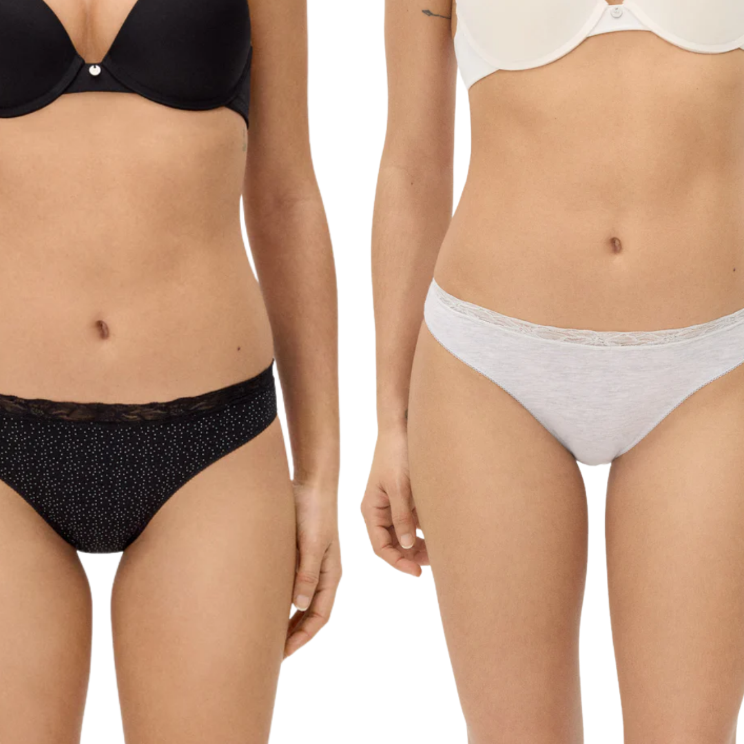 SLIP MIDI DONNA BI-PACK NERO A POIS E GRIGIO