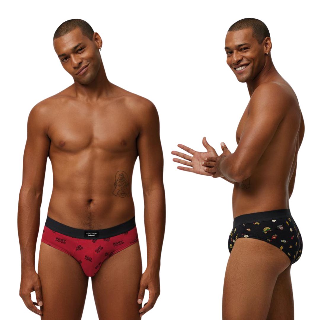 Slip Uomo Bi-Pack in cotone con fantasia fast food