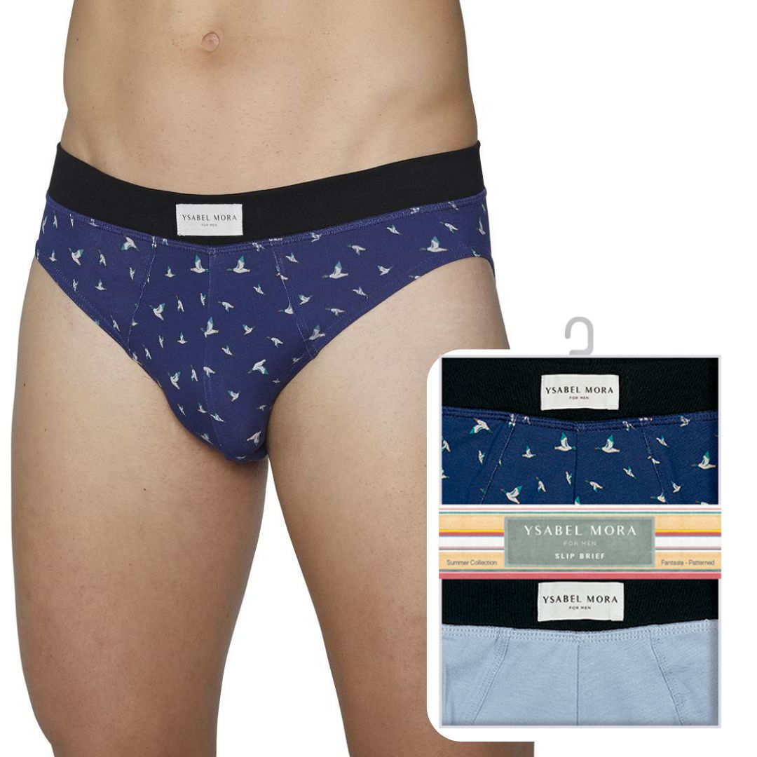 Slip Uomo bi-pack in cotone tinta unita e fantasia con anatre