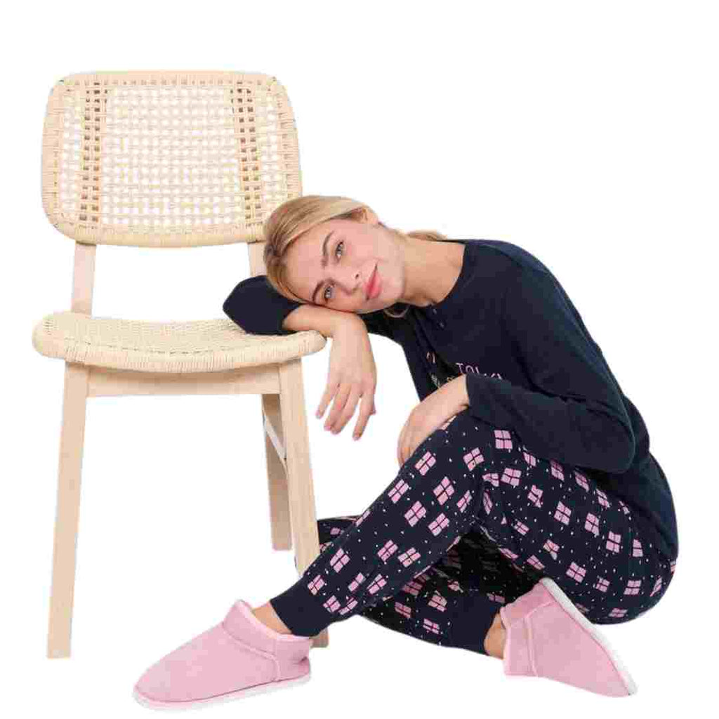Pigiama donna blu  felpato con finestre