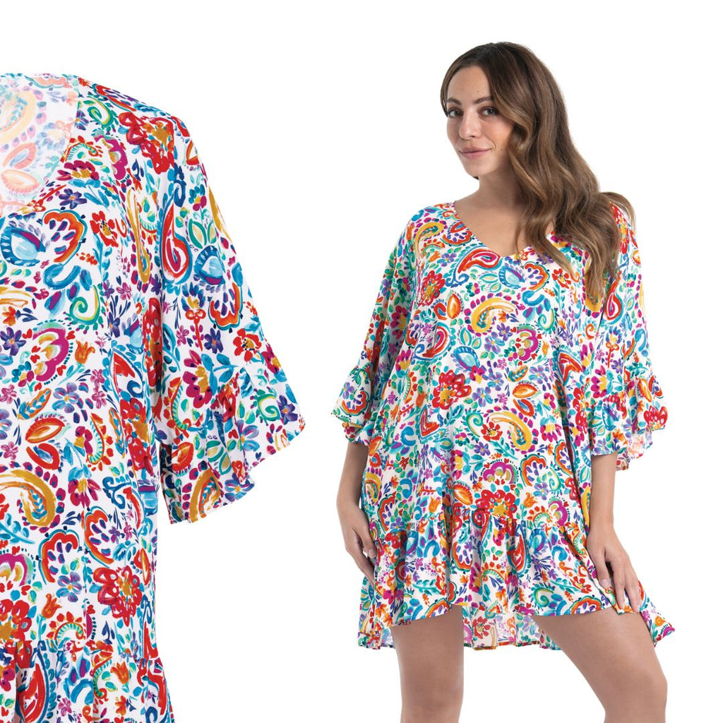 VESTITO STYLE AKALANI  a fiori acquerello