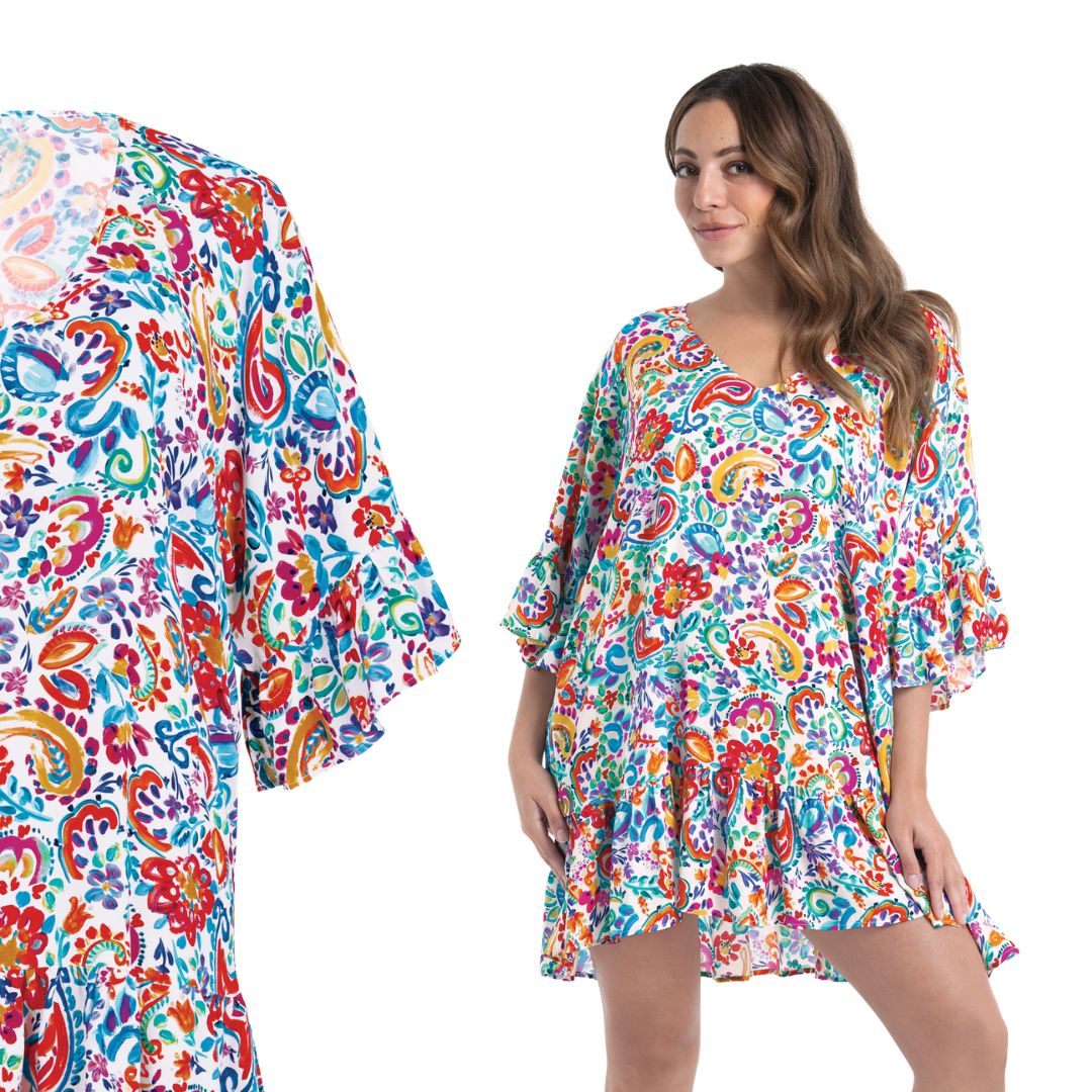VESTITO STYLE AKALANI  a fiori acquerello