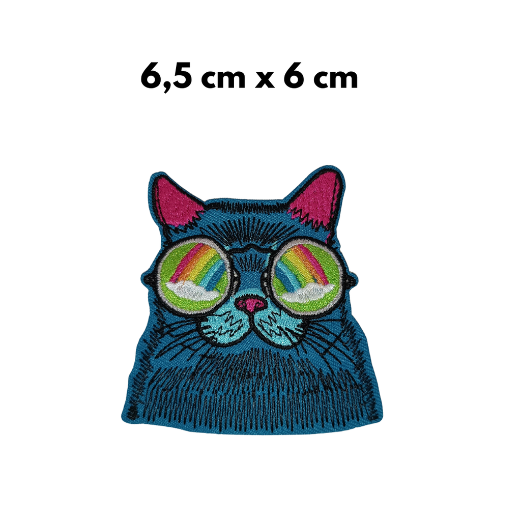 TOPPA RICAMATA TERMOADESIVA GATTO RAINBOW