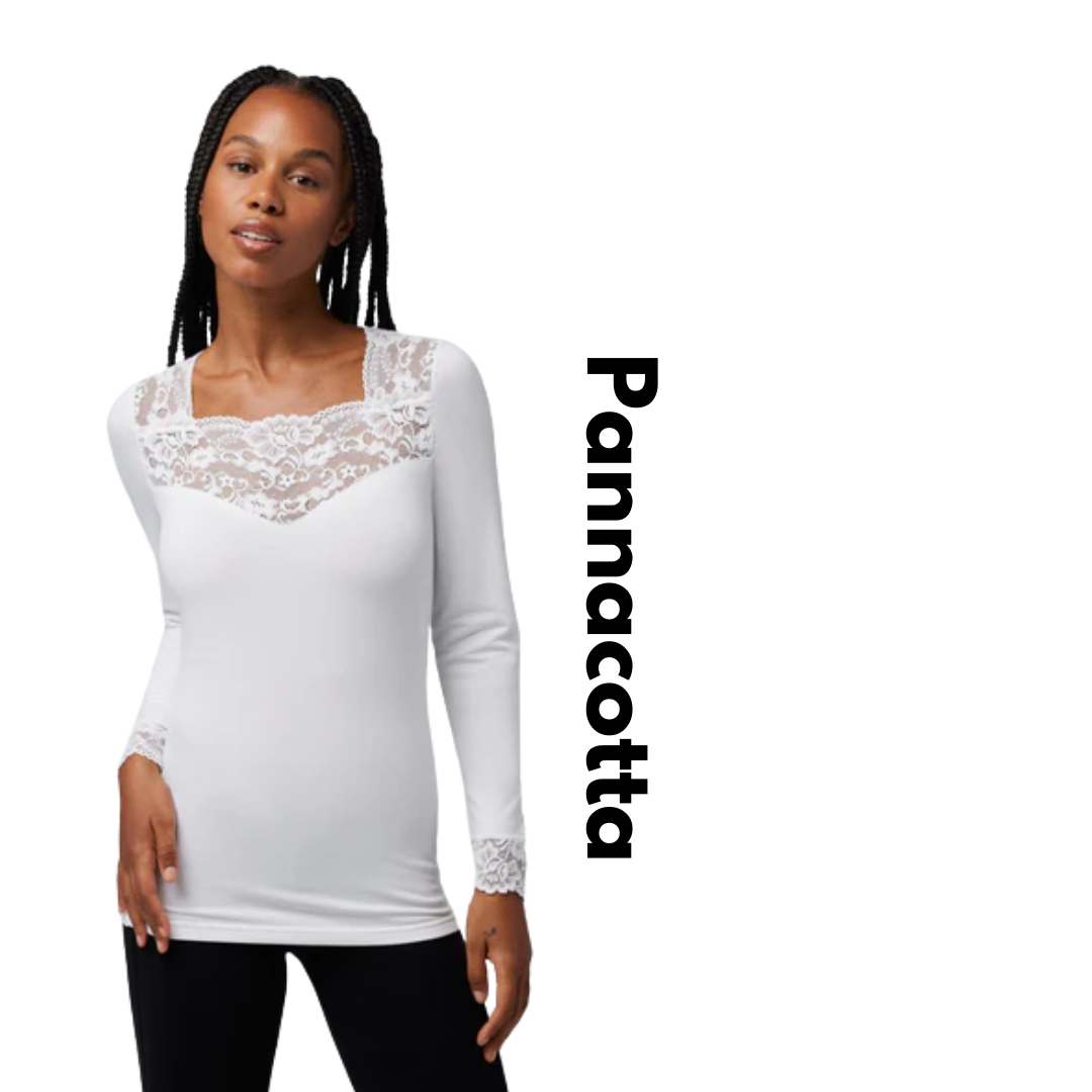 T-shirt termica a maniche lunghe con pizzo