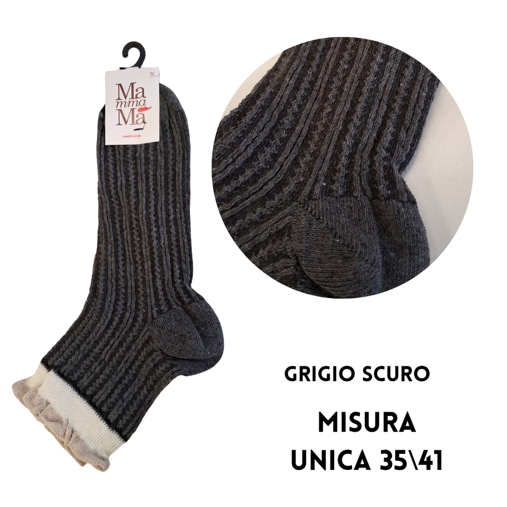 Calzini Donna in Maglia a Treccia con Bordo Doppia Rouches – Mamma Ma