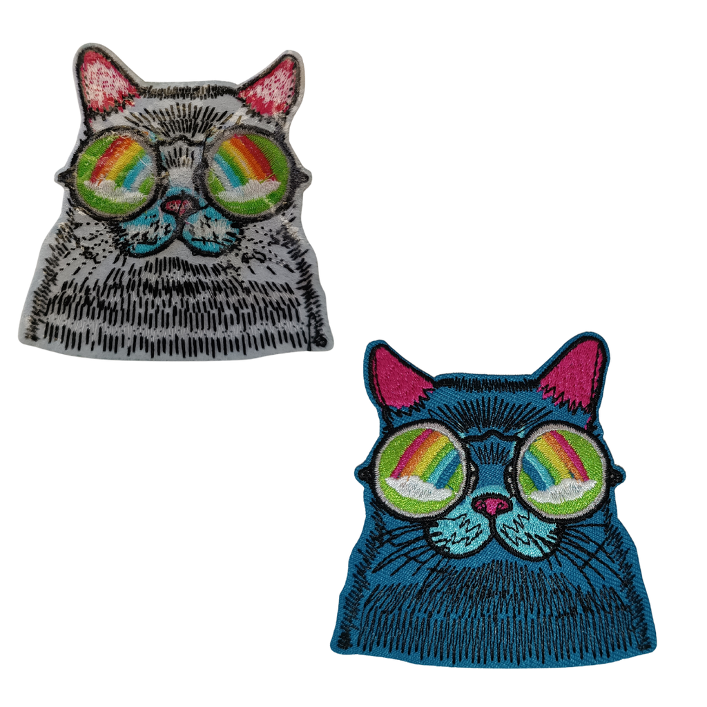 TOPPA RICAMATA TERMOADESIVA GATTO RAINBOW