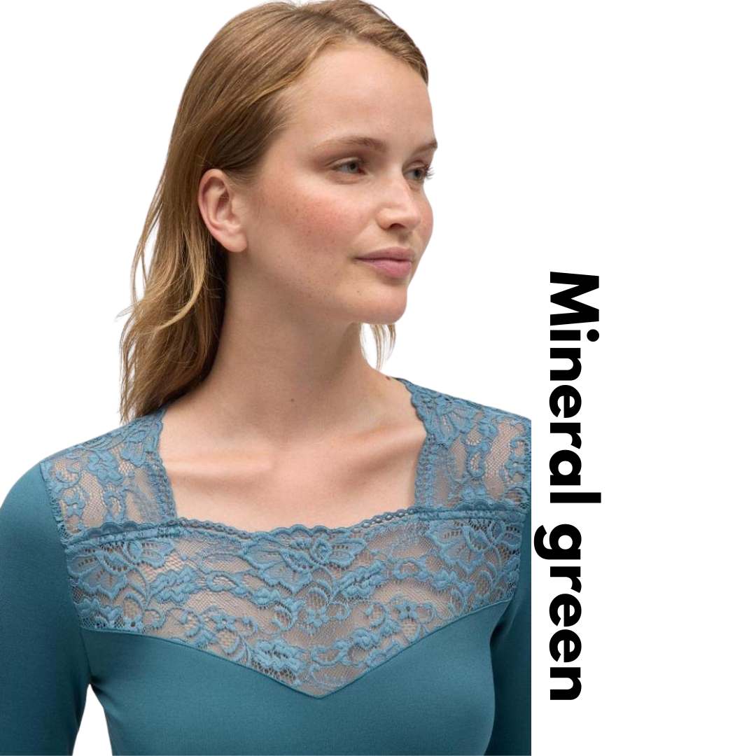 T-shirt termica a maniche lunghe con pizzo