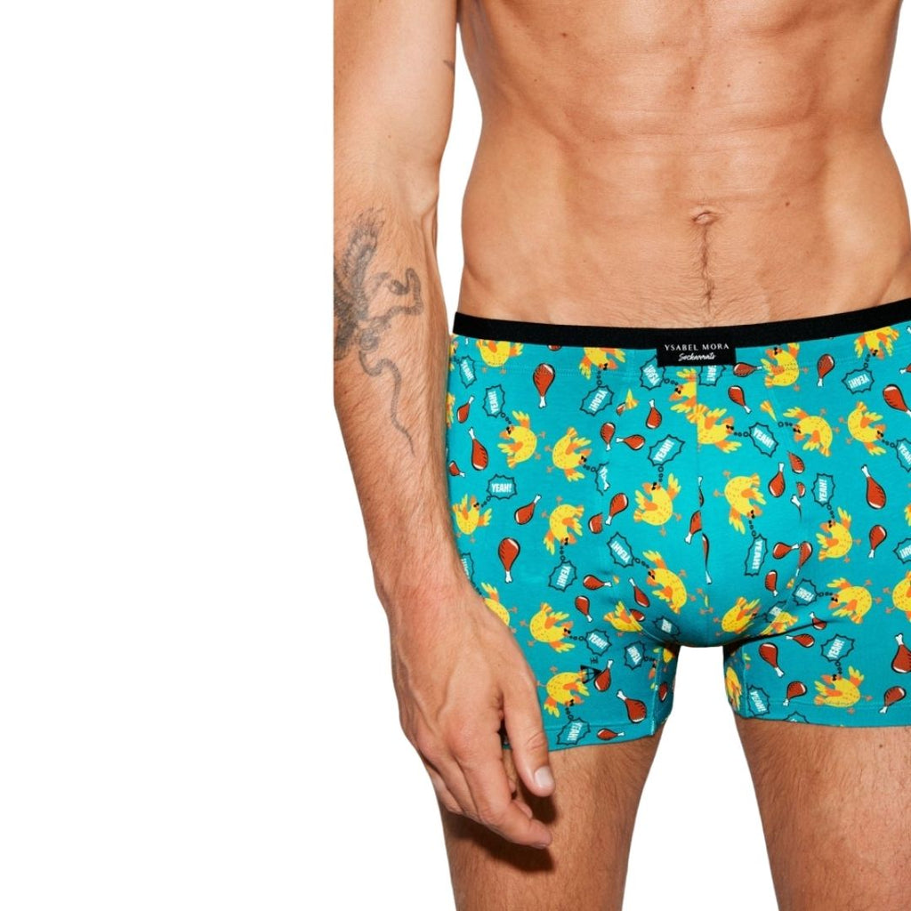 BI-PACK Boxer Uomo in cotone con fantasia polli