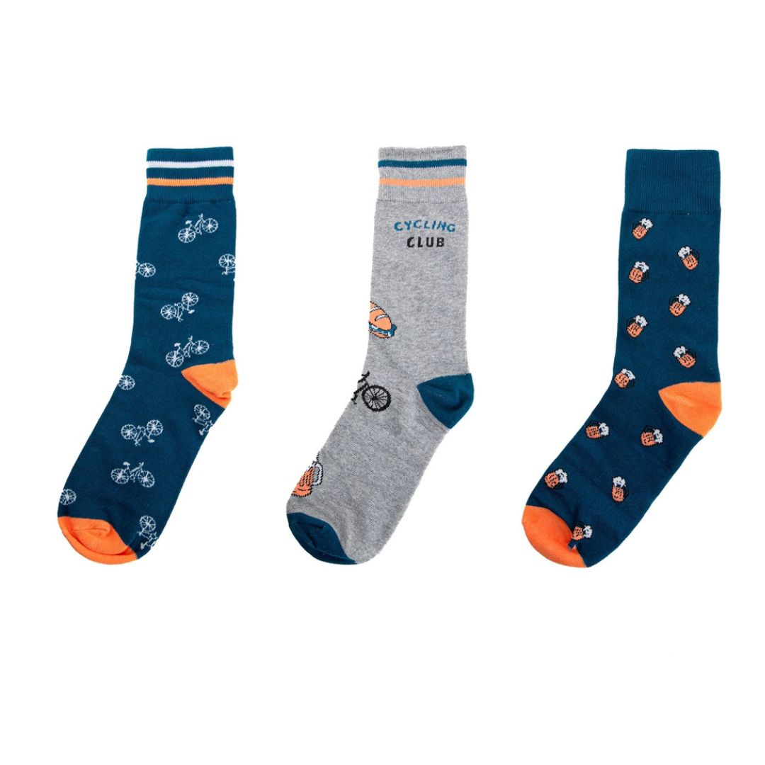 3 pack calze uomo corte bicicletta e birra