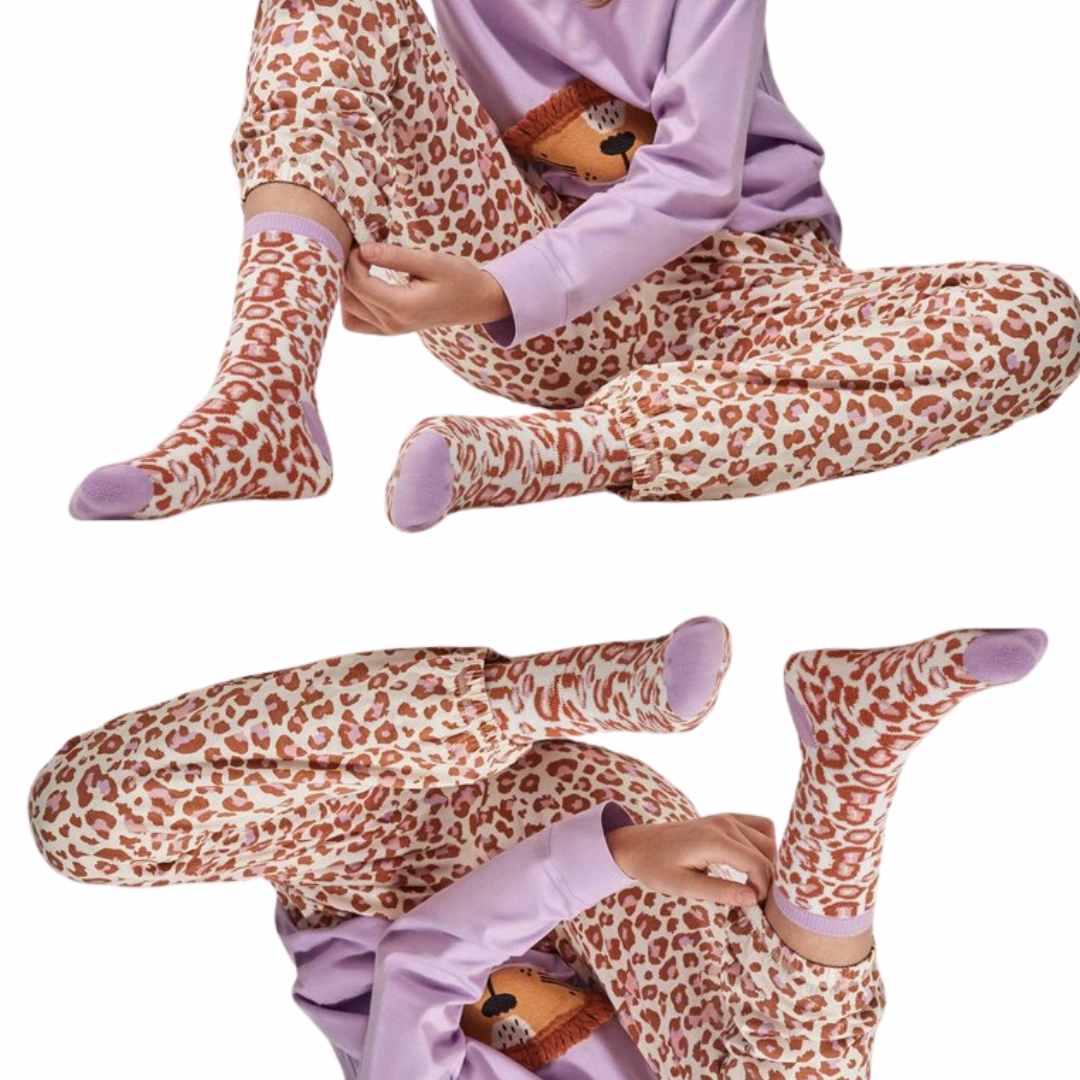 Calzini antiscivolo animalier in cotone termico