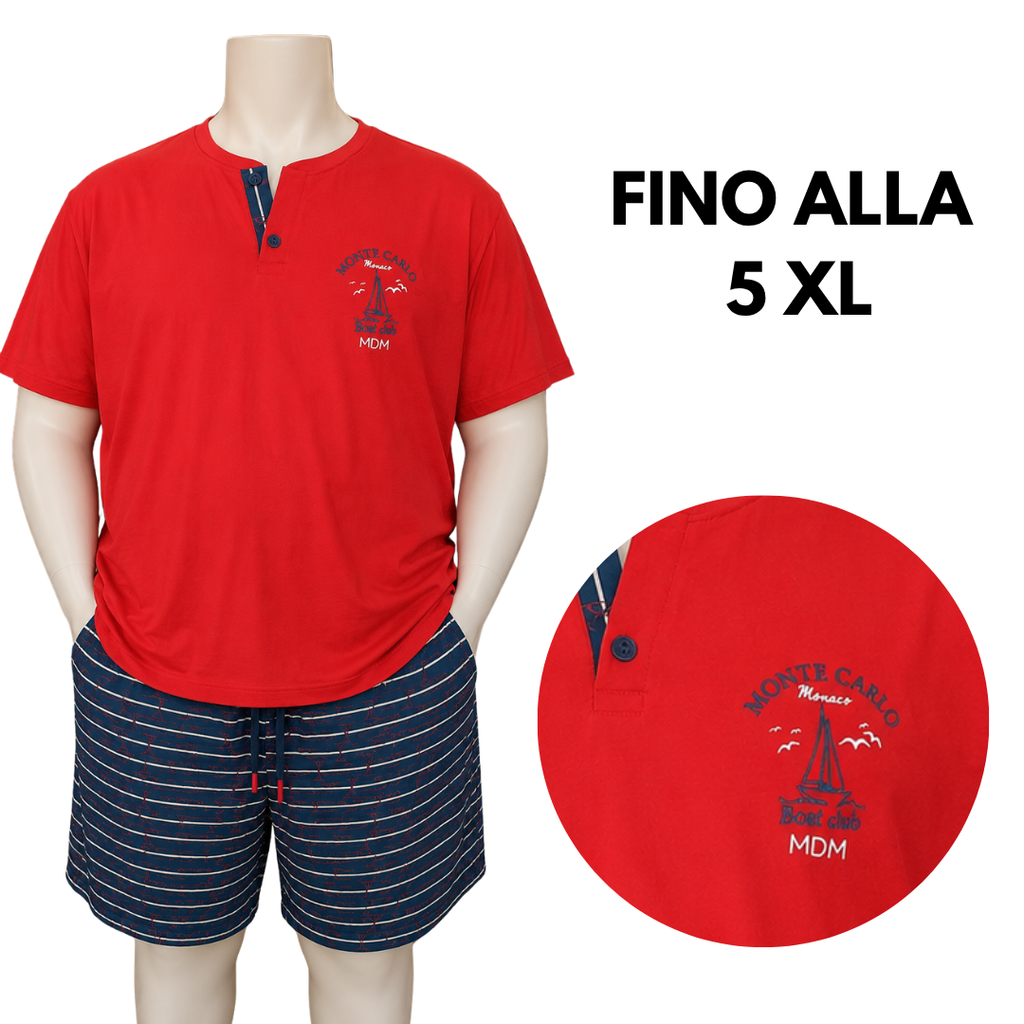 PIGIAMA UOMO M/M ROSSO BARCA A VELA