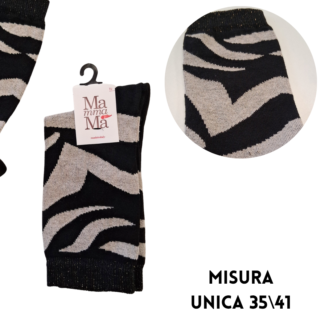 Calzini Donna Fantasia Zebra e Dettagli Lurex