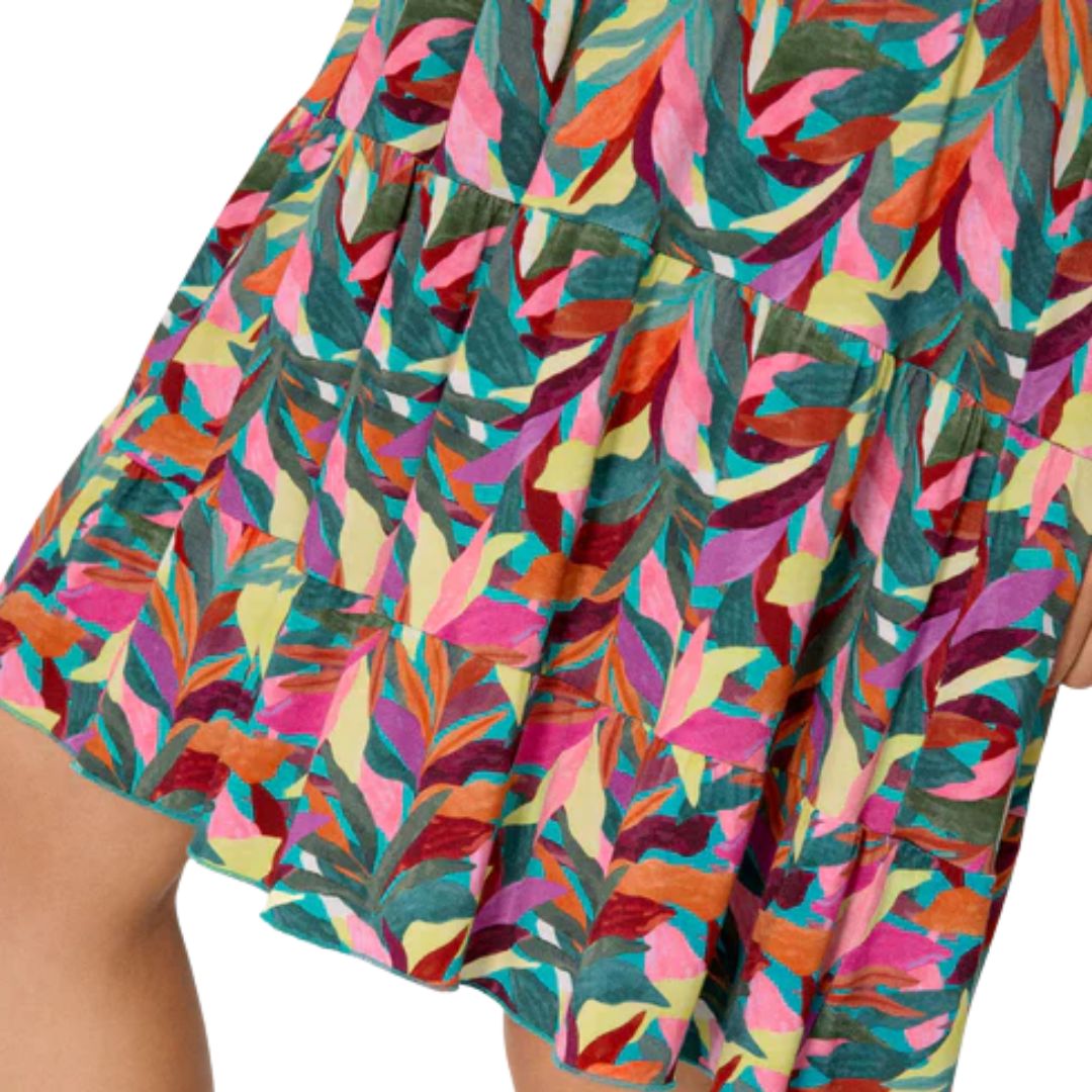 Vestito corto in viscosa taglio seno multicolor manica corta