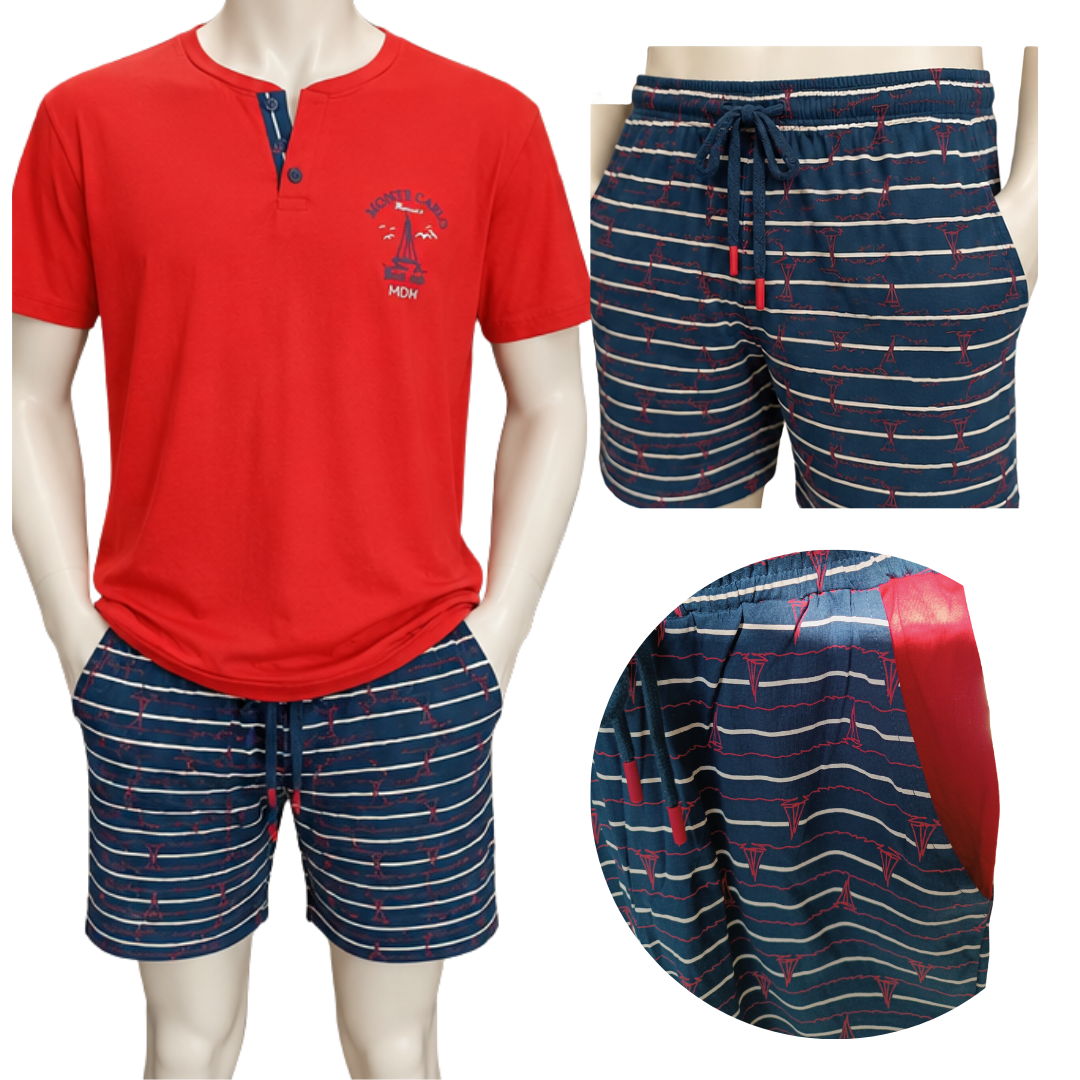 PIGIAMA UOMO M/M ROSSO BARCA A VELA