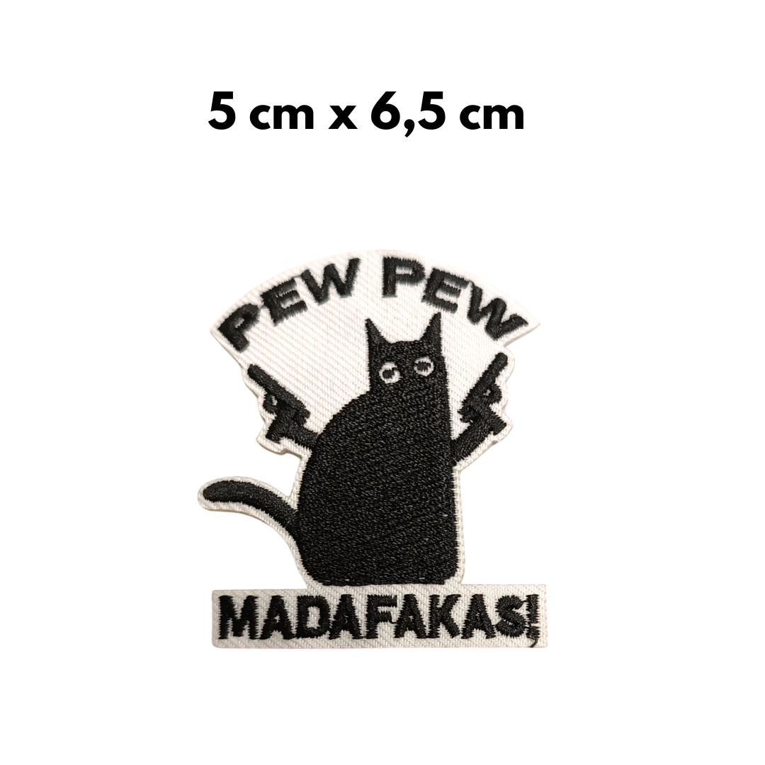 TOPPA RICAMATA TERMOADESIVA GATTO "PEW PEW MADAFAKAS!"