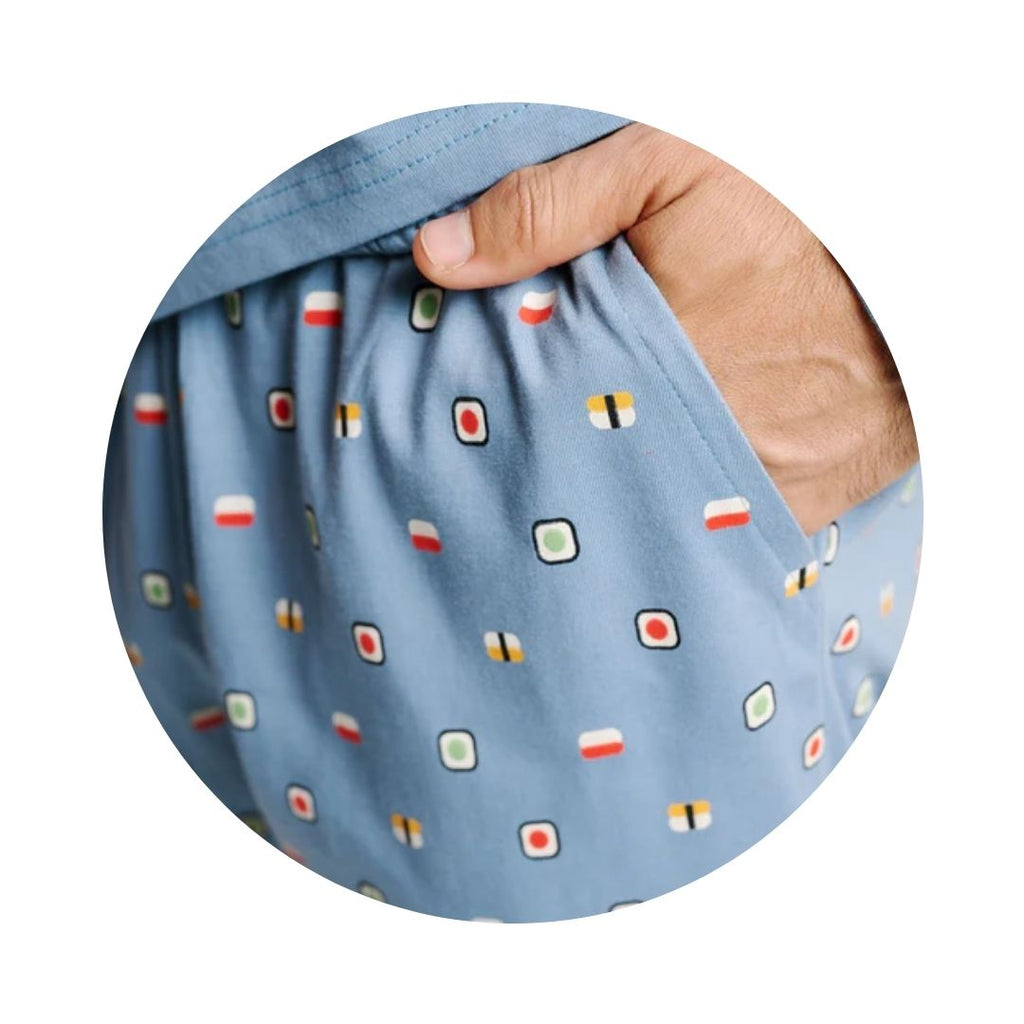 Pigiama Uomo Celeste in cotone manica lunga con sushi
