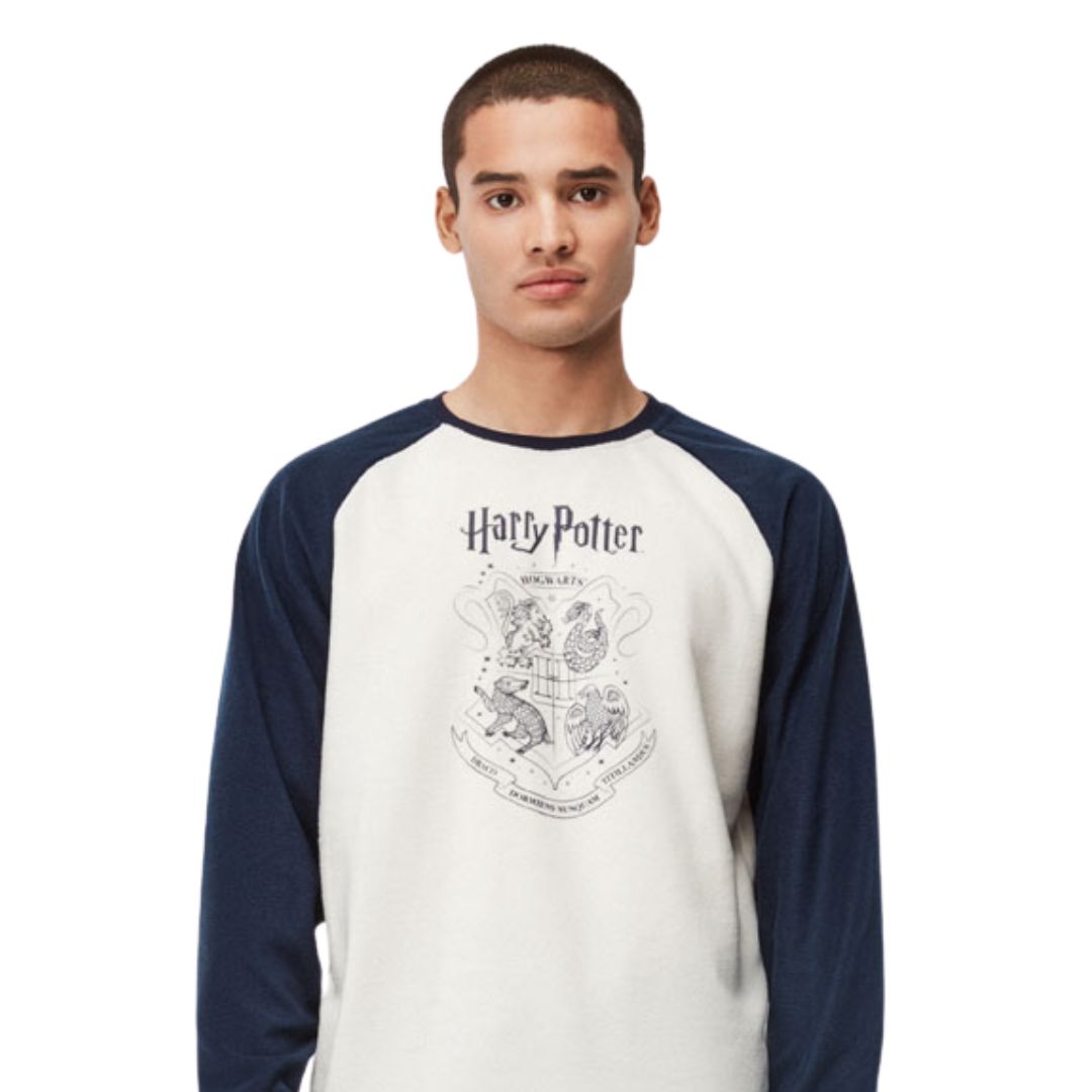 Pigiama Uomo in Pile invernale Harry Potter  con case  Hogwarts