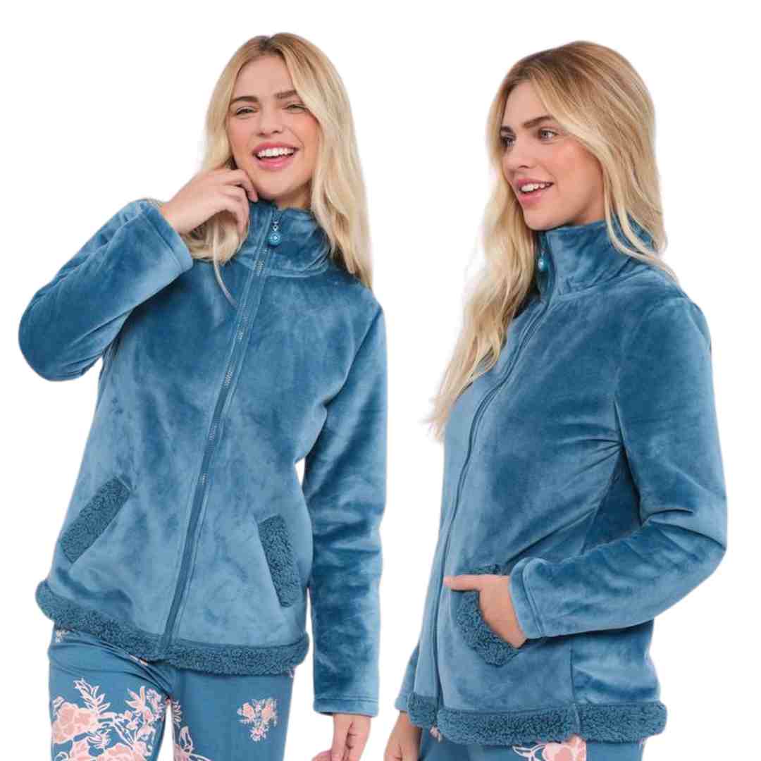 Giacca da camera  Donna con cerniera ottanio