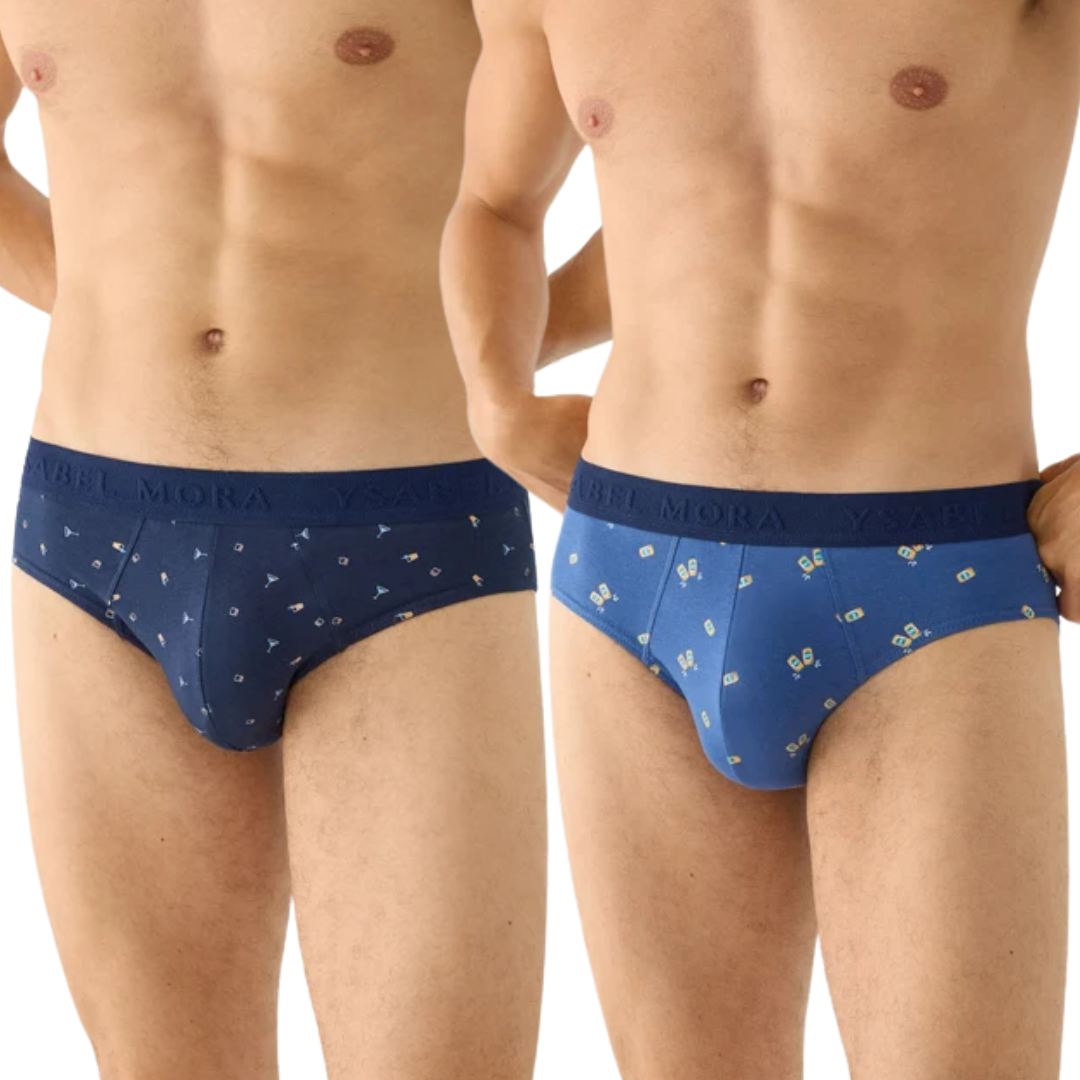 Bi-Pack Slip Uomo Ysabel Mora "Cocktail e Lattine Birra" in Cotone Elastico