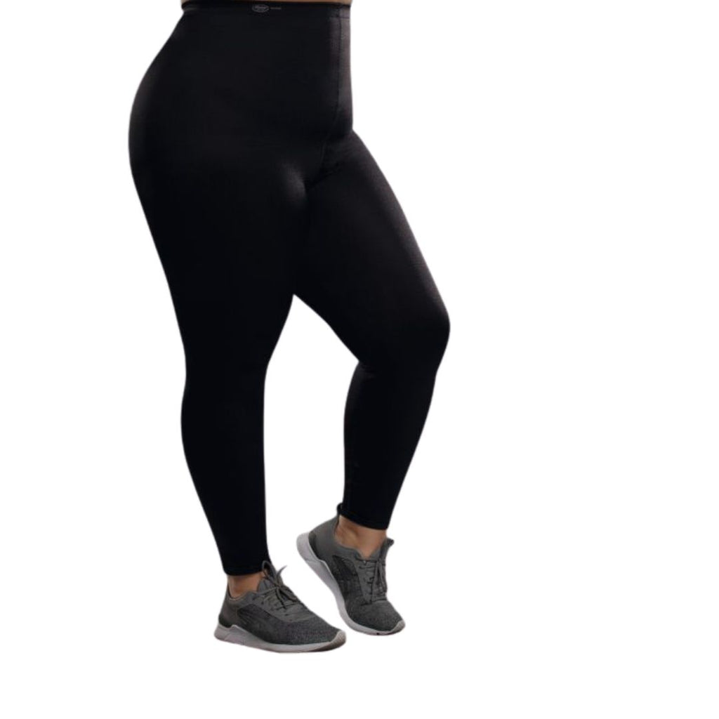 Leggings linea curvy  lunghi massaggianti con tessuto  tecnico sportivo nero
