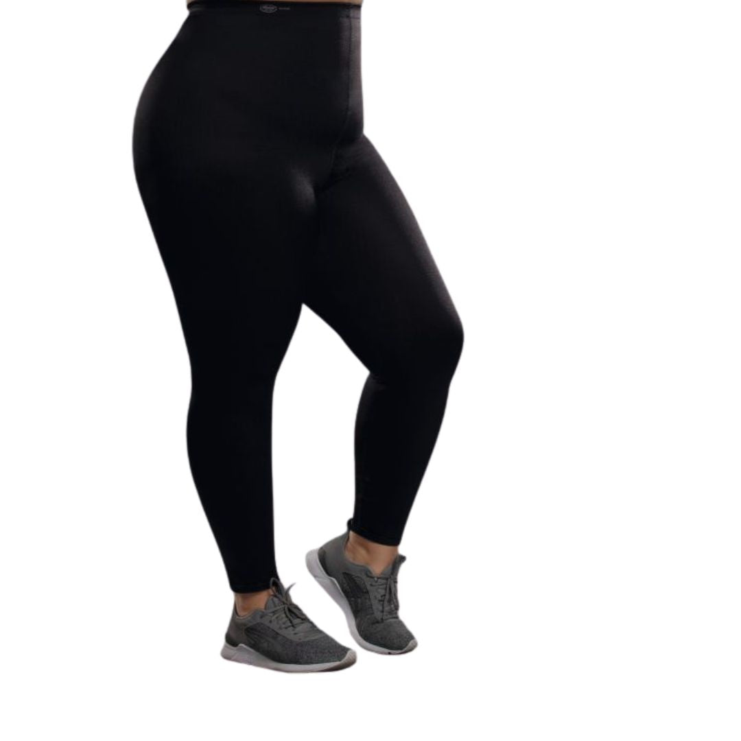 Leggings linea curvy  lunghi massaggianti con tessuto  tecnico sportivo nero