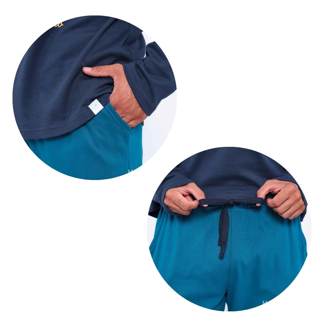 Pigiama Uomo manica lunga pantalone lungo in cotone 100% con fantasia moka caffè