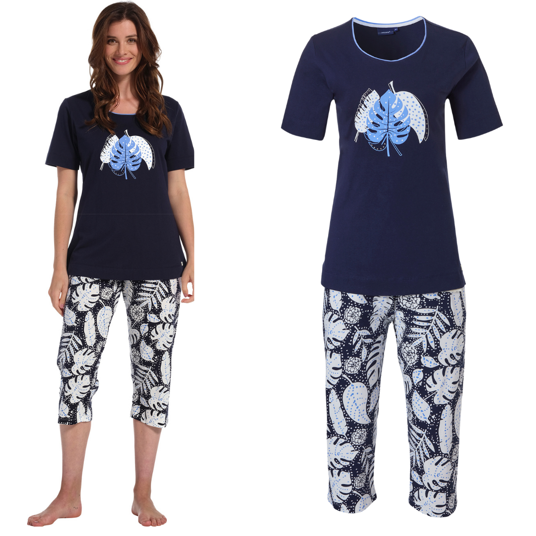 PIGIAMA M/M BLU CON FOGLIE PINOCCHIETTO