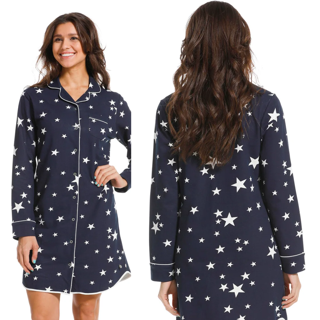 Camicia da notte m/l rebelle STELLE