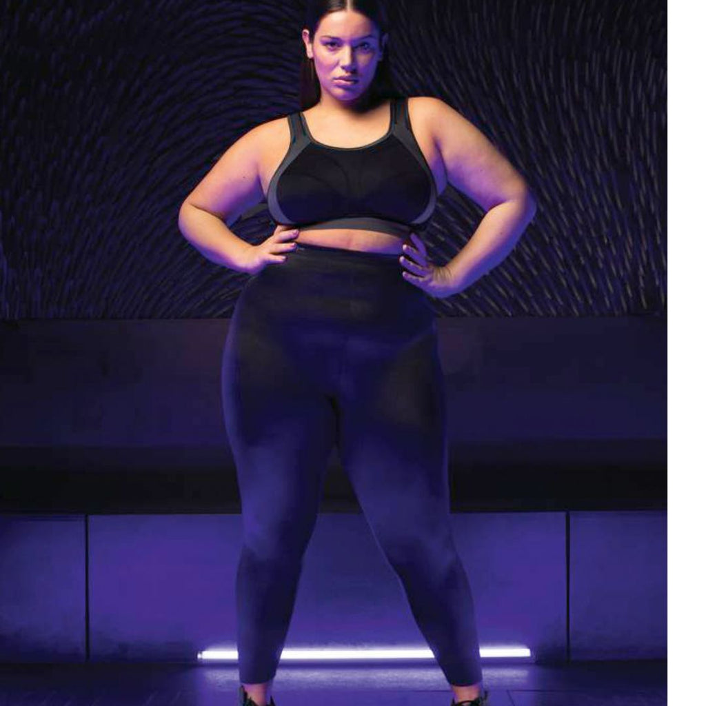 Leggings linea curvy  lunghi massaggianti con tessuto  tecnico sportivo nero