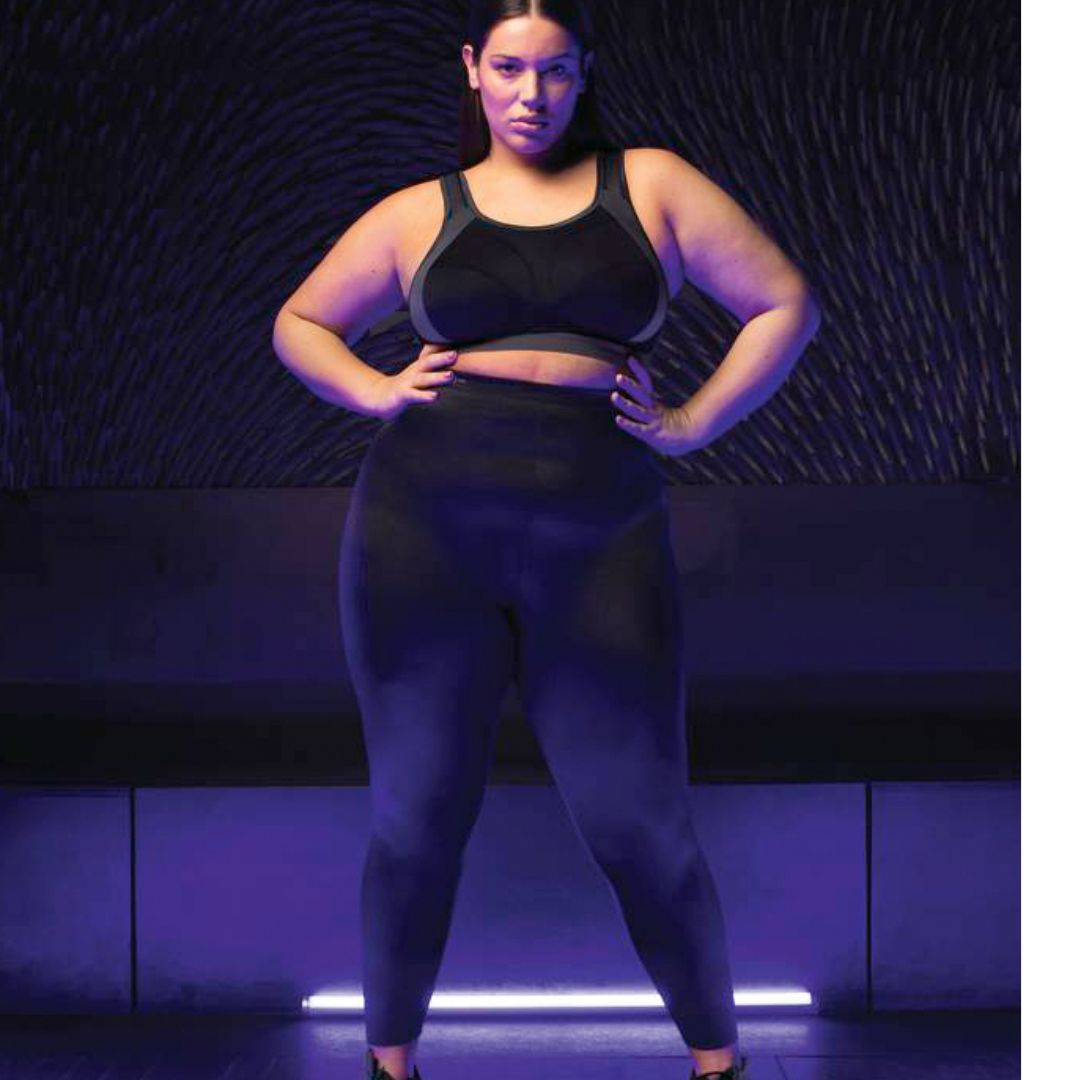 Leggings linea curvy  lunghi massaggianti con tessuto  tecnico sportivo nero