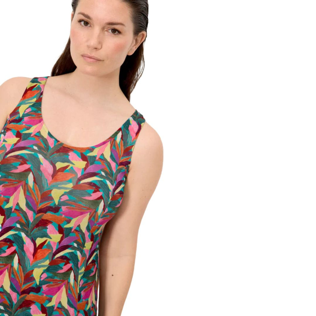 Vestito spalla larga in viscosa multicolor