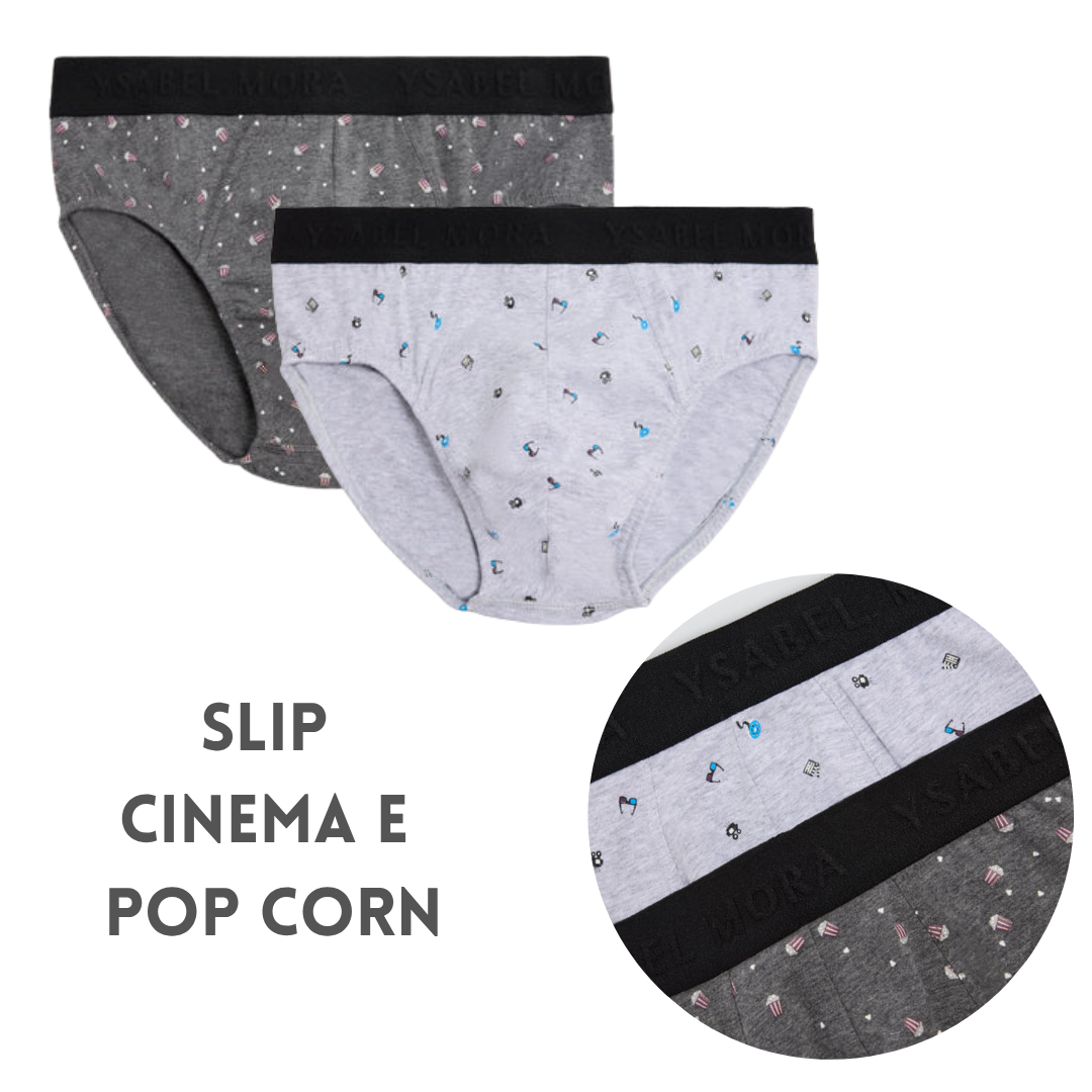 Bi-Pack Slip Uomo Ysabel Mora "Cinema e Pop Corn" in Cotone Elastico