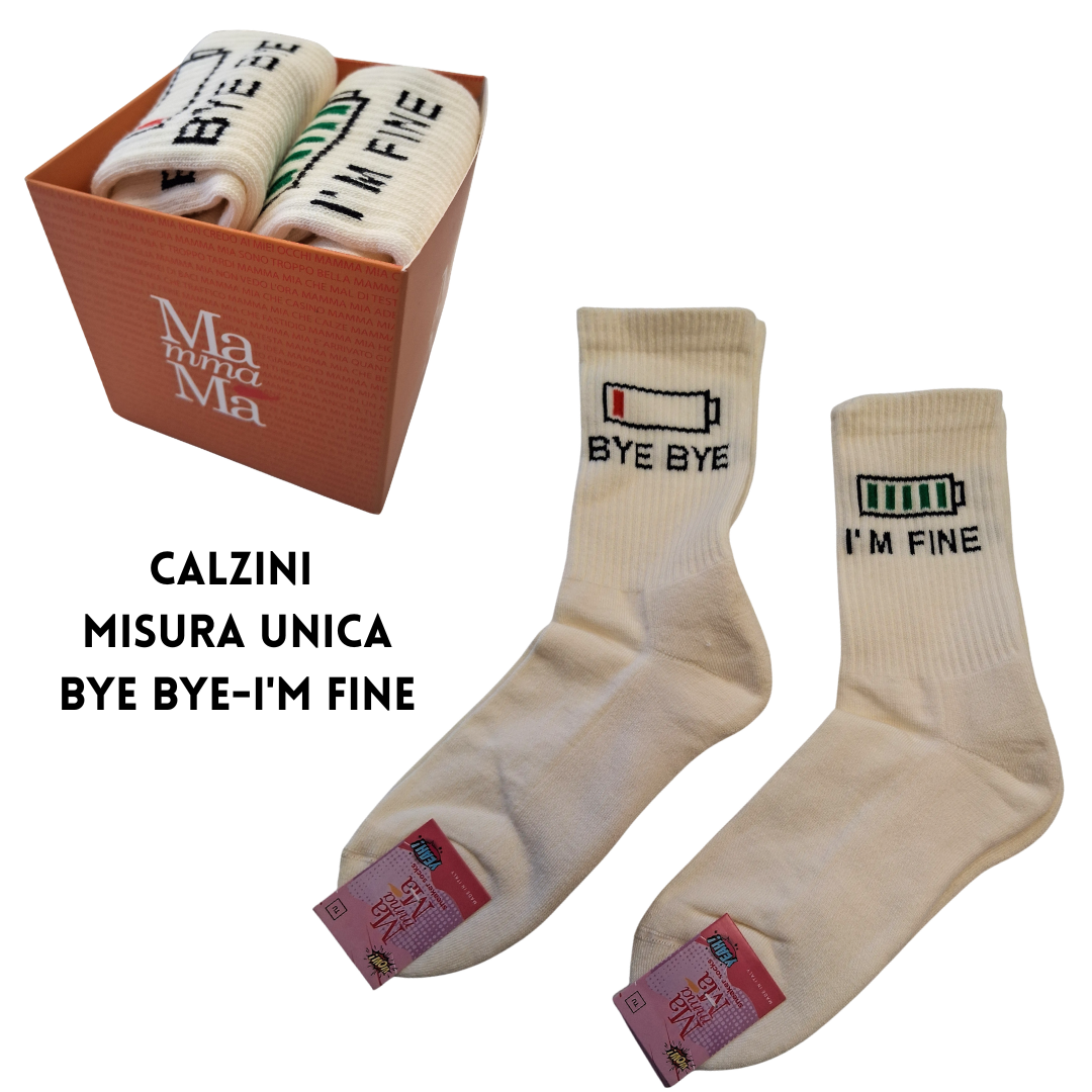 Box 2 Pack Calzini "Mamma Ma" – Bye Bye / I'm Fine (Effetto Spugna Comfort)