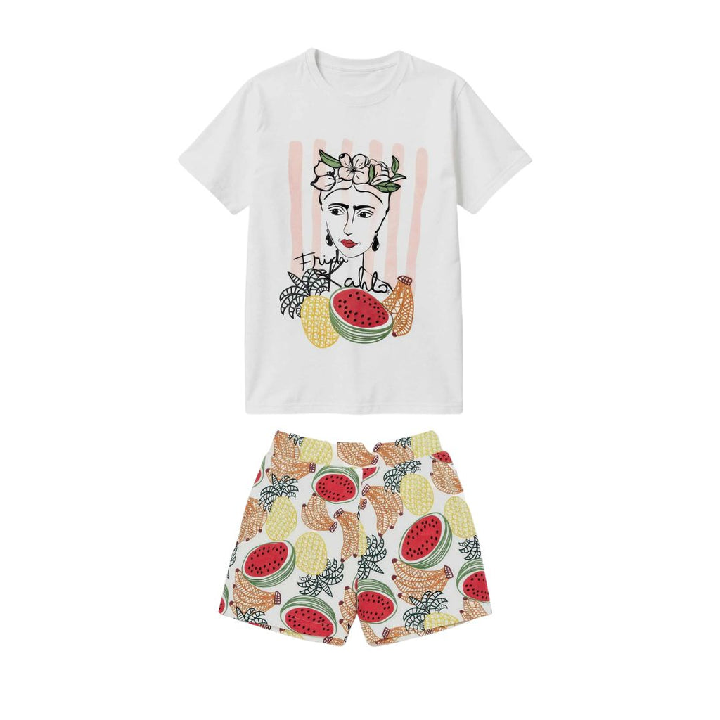 Pigiama Donna manica corta e pantaloncino corto con tasche collezione Frida Kahlo
