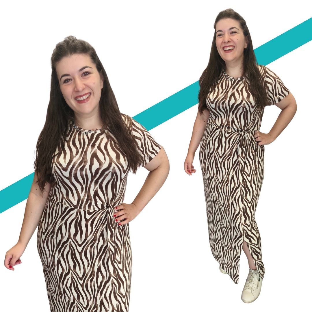 Vestito Pastunette mezza manica lungo con spacco Fantasia Safari