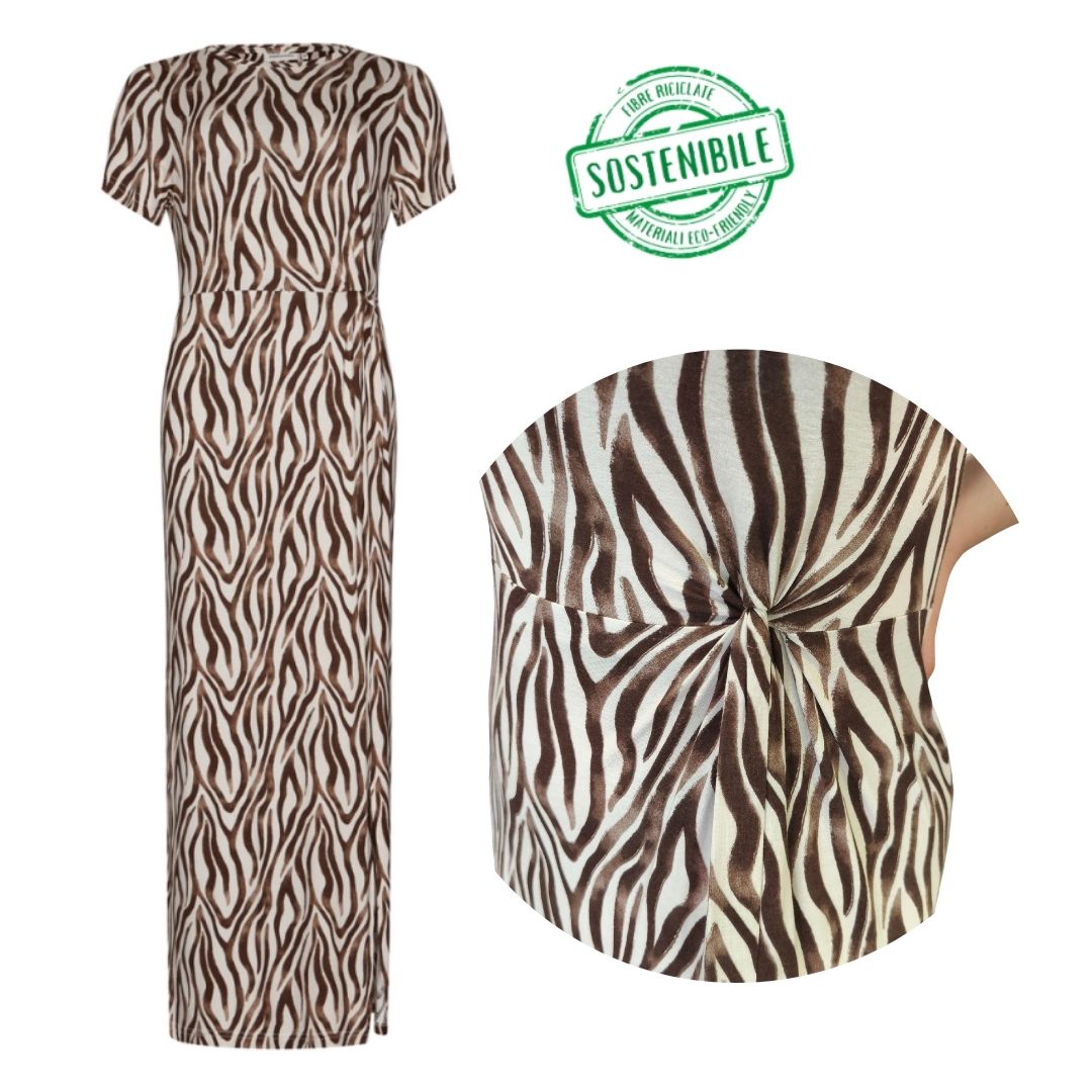 Vestito Pastunette mezza manica lungo con spacco Fantasia Safari
