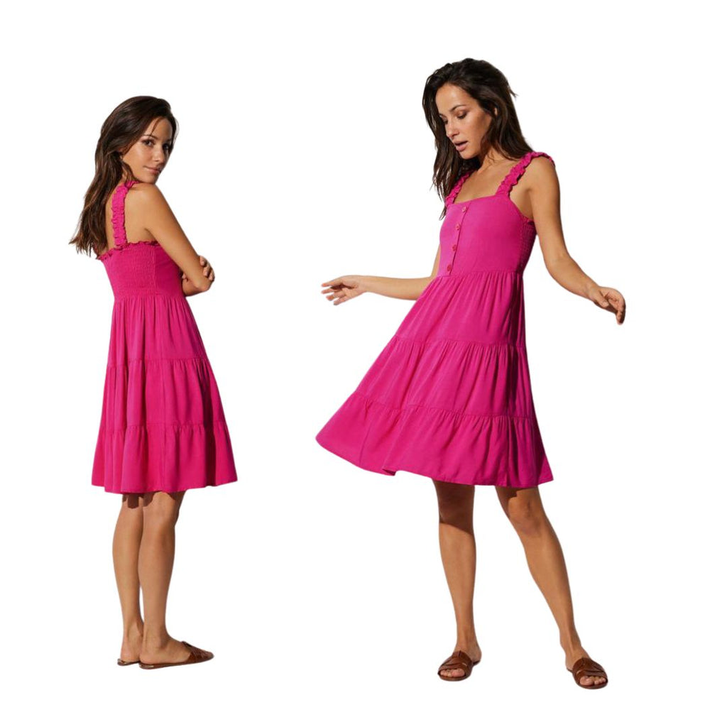 VESTITINO CORTO YM Spalla stretta ELASTICA arricciata&nbsp; fuxia